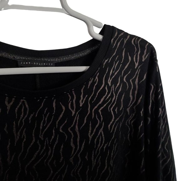 Jane + Delancey Size 1X Sweater Super Soft Jersey Knit Fleece Lined Shimmer Blac - Picture 8 of 9